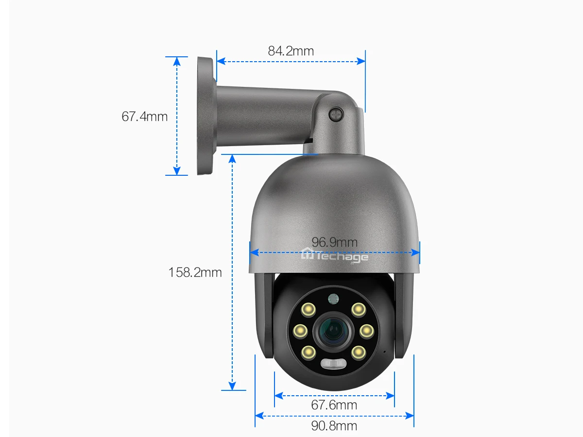 Techage 8MP 5MP PTZ POE IP Surveillance Camera Network 4K Human Detection Two Way Audio CCTV Security Outdoor ONVIF PT825G XMEYE