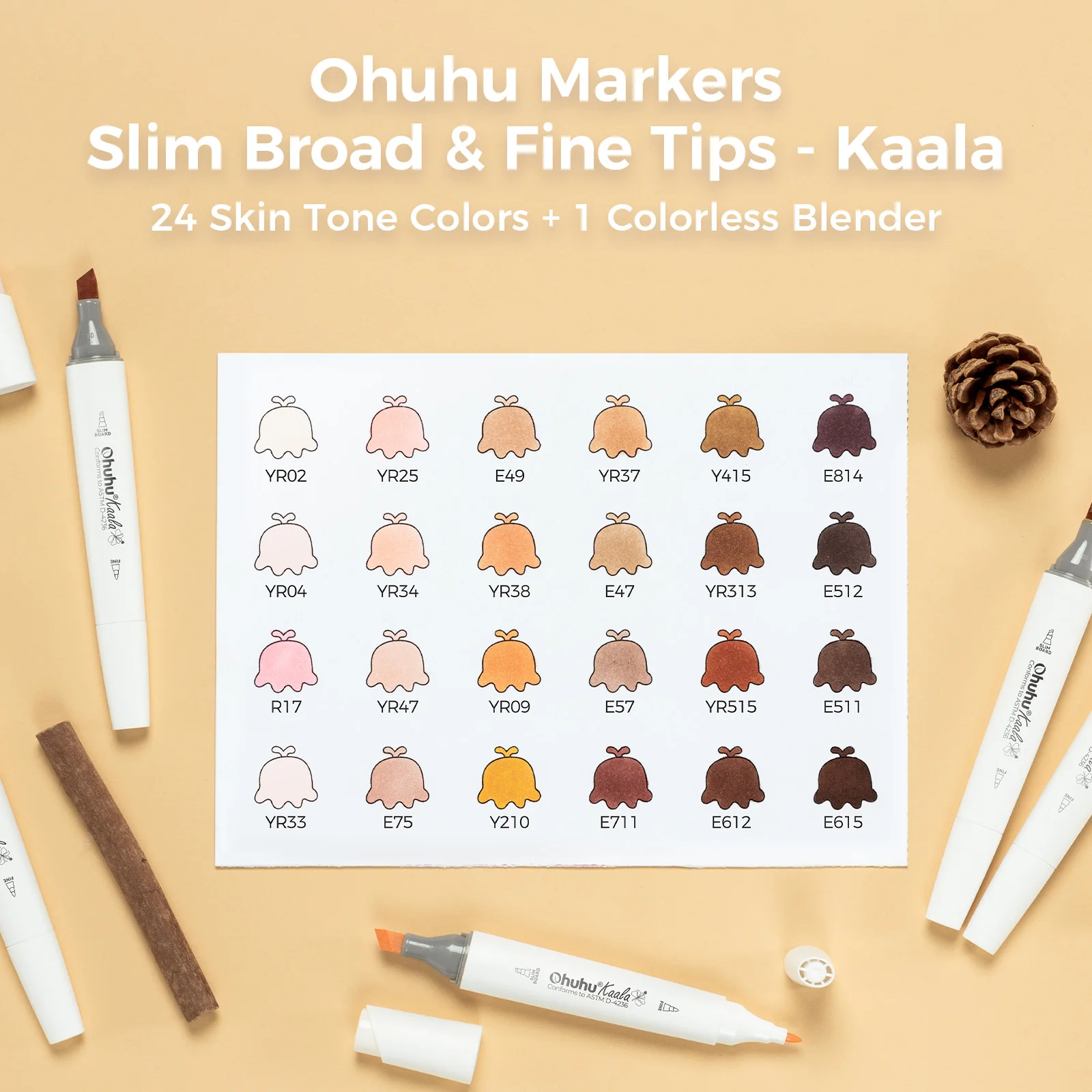 Ohuhu Kaala Marker Pen Set Color Markers Alcohol Art Markers Refillable Dual Tips Sketching Drawing Manga School Art Supplies