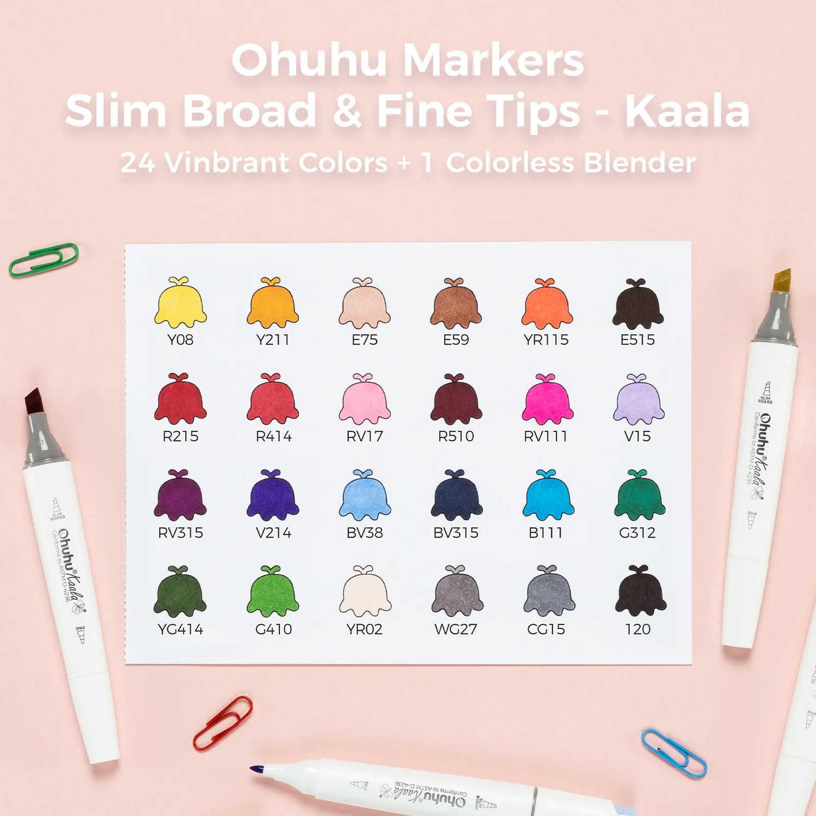 Ohuhu Kaala Marker Pen Set Color Markers Alcohol Art Markers Refillable Dual Tips Sketching Drawing Manga School Art Supplies