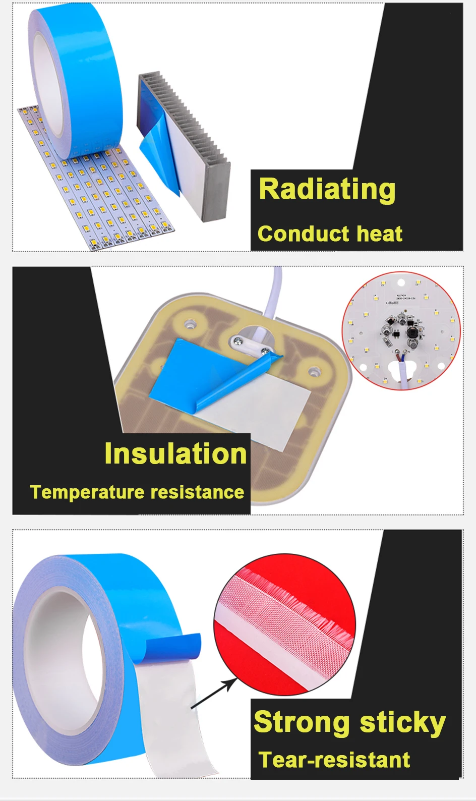 25M Double Side Thermal Conductive Tape 5-25mm Width Blue Heat Transfer Tape Adhesive Cooling Heatsink for Computer CPU GPU