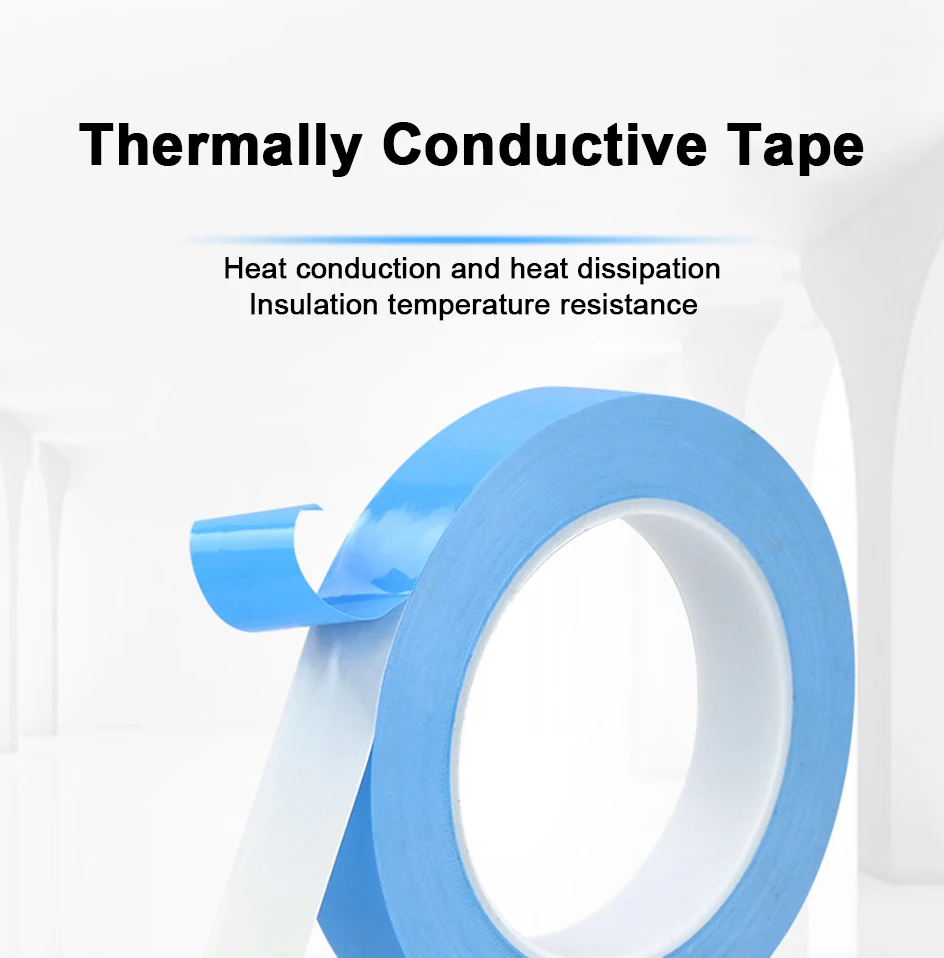 25M Double Side Thermal Conductive Tape 5-25mm Width Blue Heat Transfer Tape Adhesive Cooling Heatsink for Computer CPU GPU