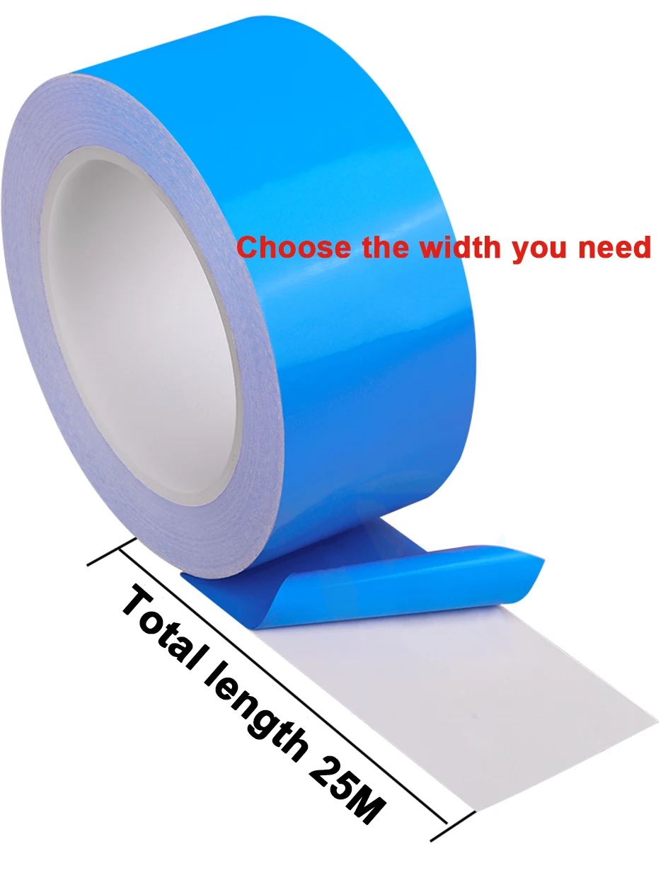 25M Double Side Thermal Conductive Tape 5-25mm Width Blue Heat Transfer Tape Adhesive Cooling Heatsink for Computer CPU GPU