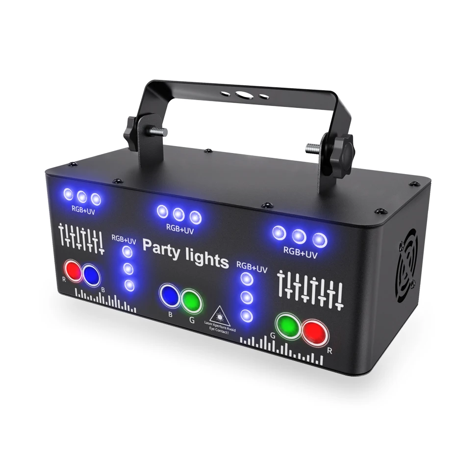 21 Hole DJ Disco Light RGB Party Beam Patterns Stage Laser Light Projector RGB UV LED Strobe Sound Party Holiday Wedding Lamp