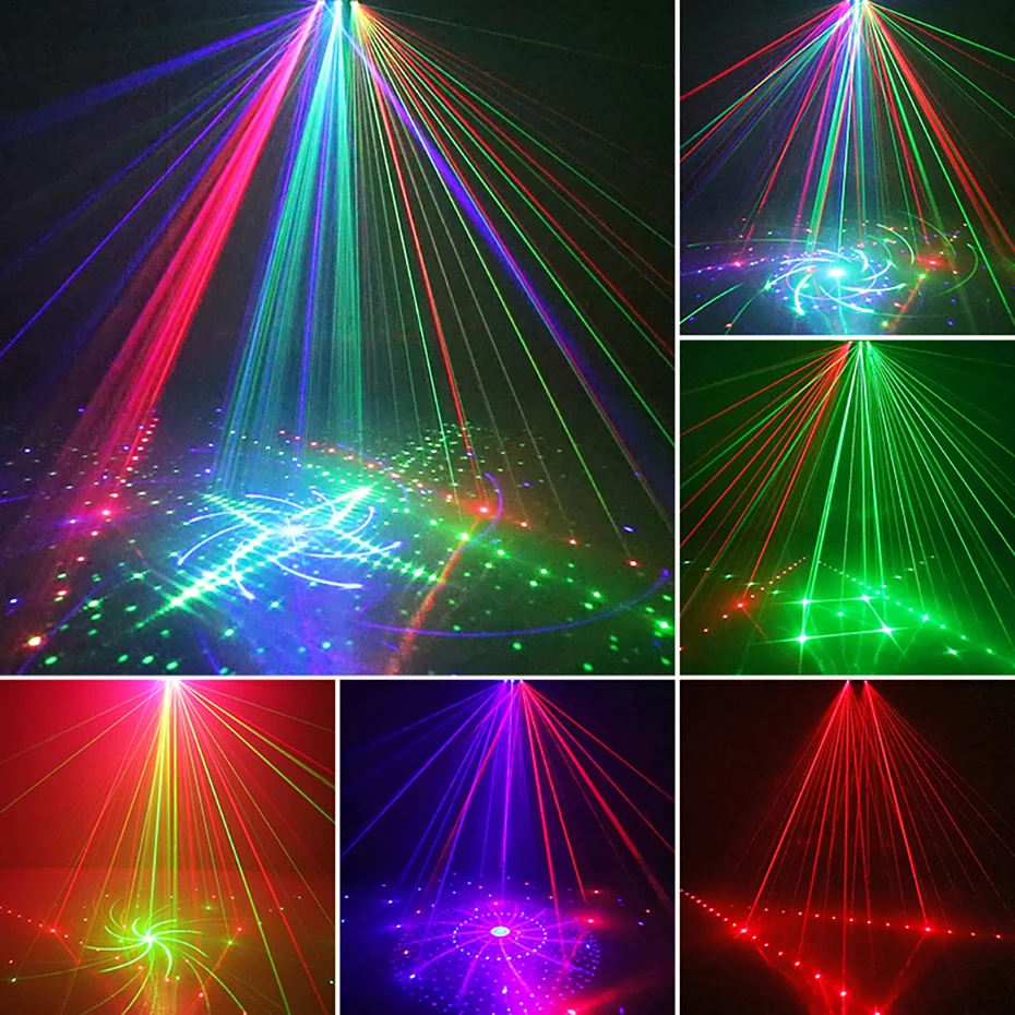 21 Hole DJ Disco Light RGB Party Beam Patterns Stage Laser Light Projector RGB UV LED Strobe Sound Party Holiday Wedding Lamp