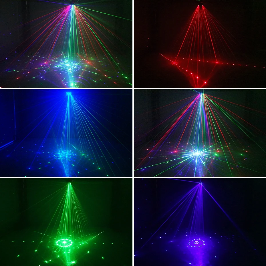 21 Hole DJ Disco Light RGB Party Beam Patterns Stage Laser Light Projector RGB UV LED Strobe Sound Party Holiday Wedding Lamp