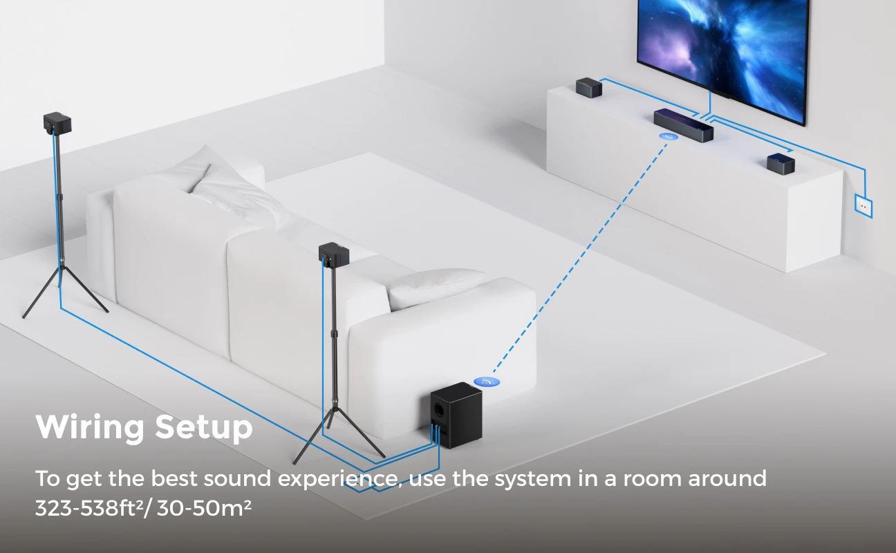ULTIMEA 7.1 Surround Sound System Sound Bar for TV with Dolby Atmos & APP Control, Home Cinema Bluetooth Speaker with Subwoofer