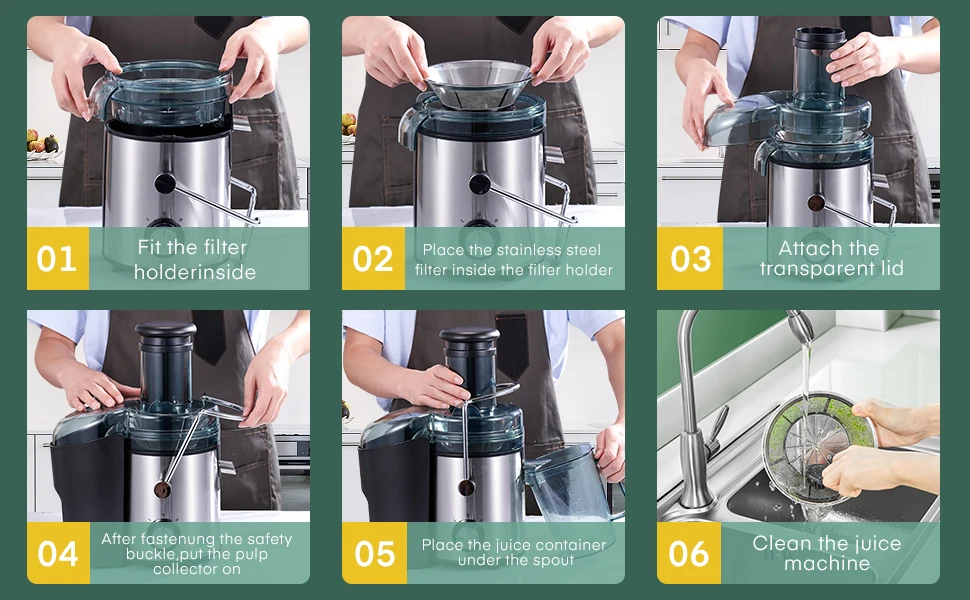 1000W Juicer Machine Juice Maker Whole Fruit Extractor Centrifugal Whole Fruit Vegetable Juice Extractor Stainless Steel 500ML