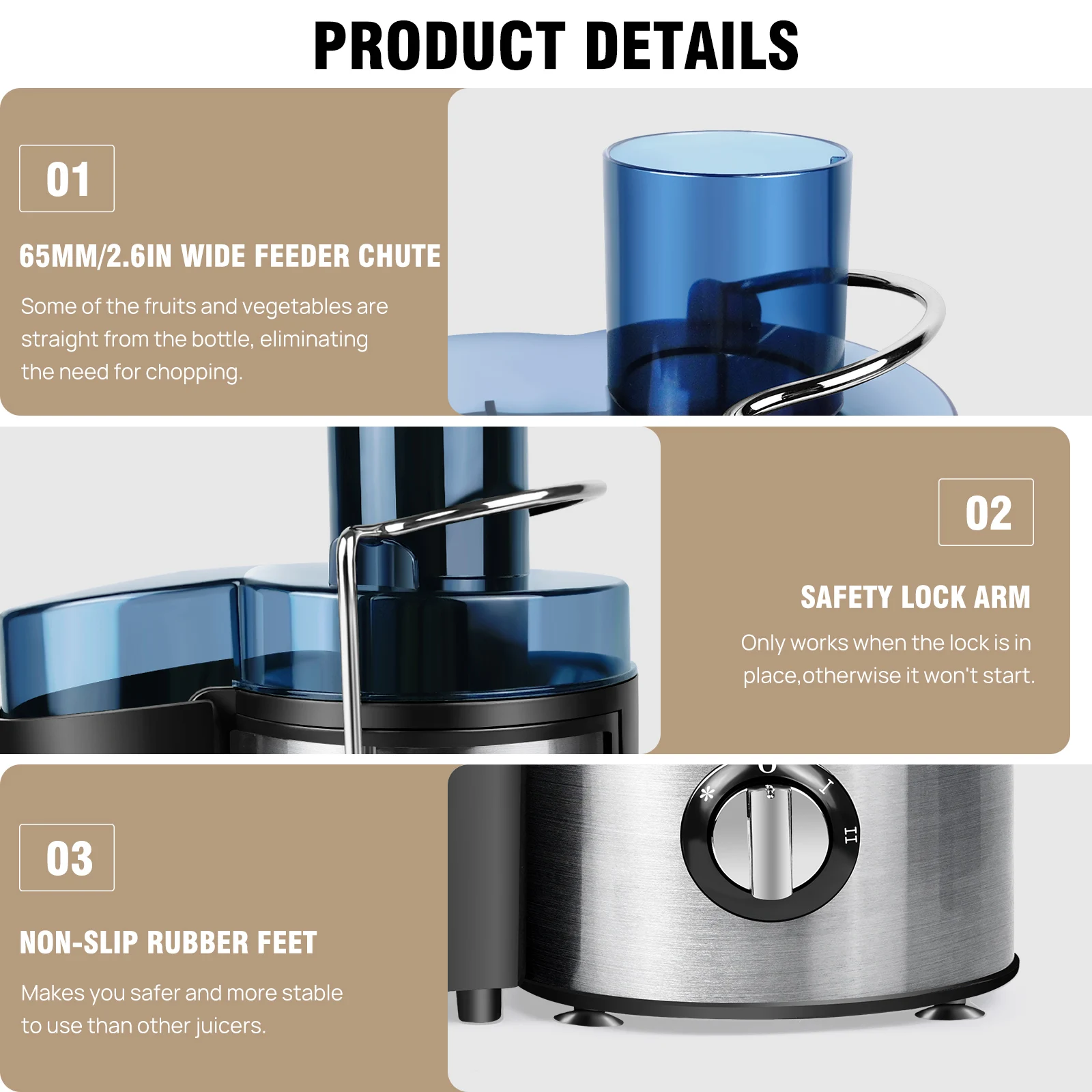1000W Juicer Machine Juice Maker Whole Fruit Extractor Centrifugal Whole Fruit Vegetable Juice Extractor Stainless Steel 500ML