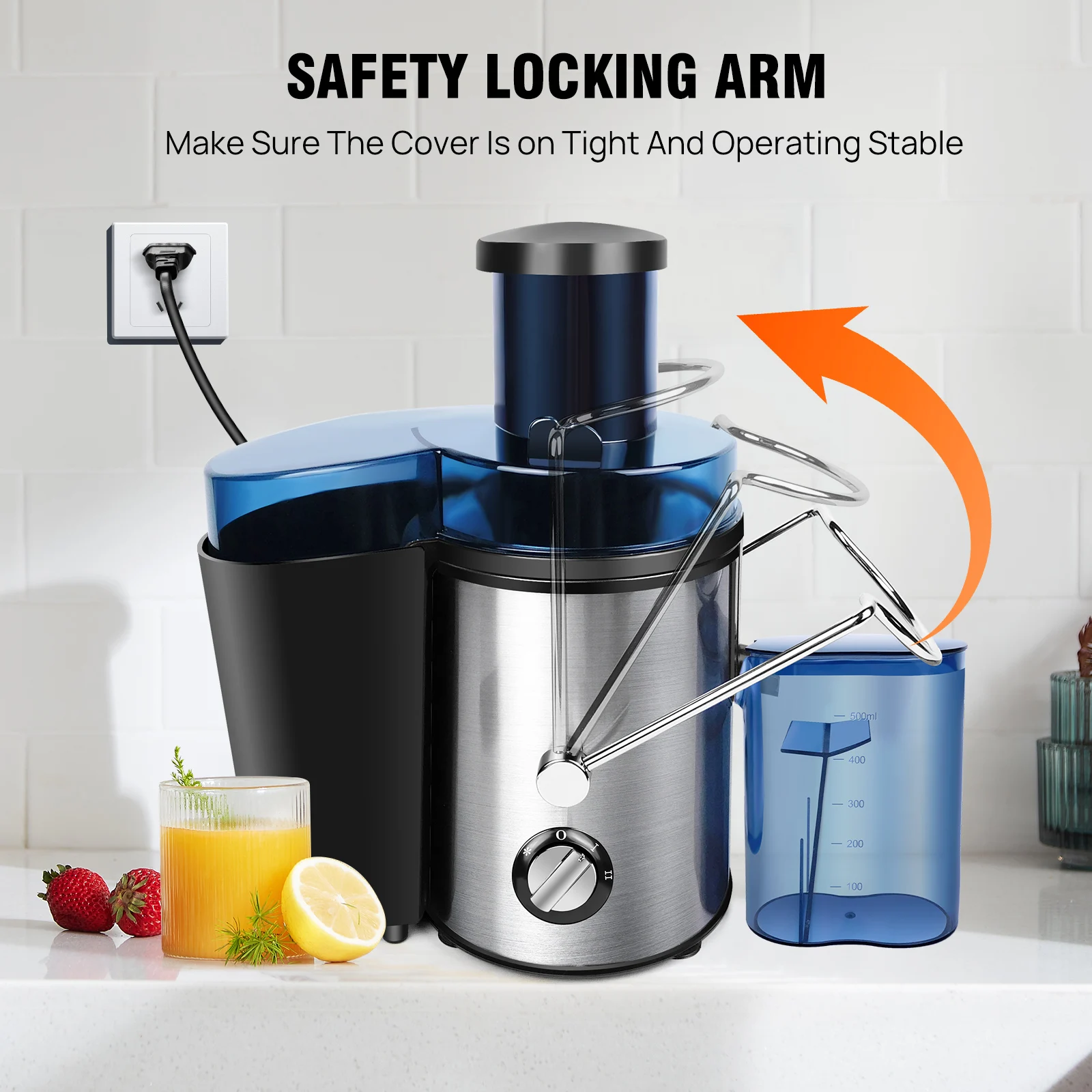 1000W Juicer Machine Juice Maker Whole Fruit Extractor Centrifugal Whole Fruit Vegetable Juice Extractor Stainless Steel 500ML
