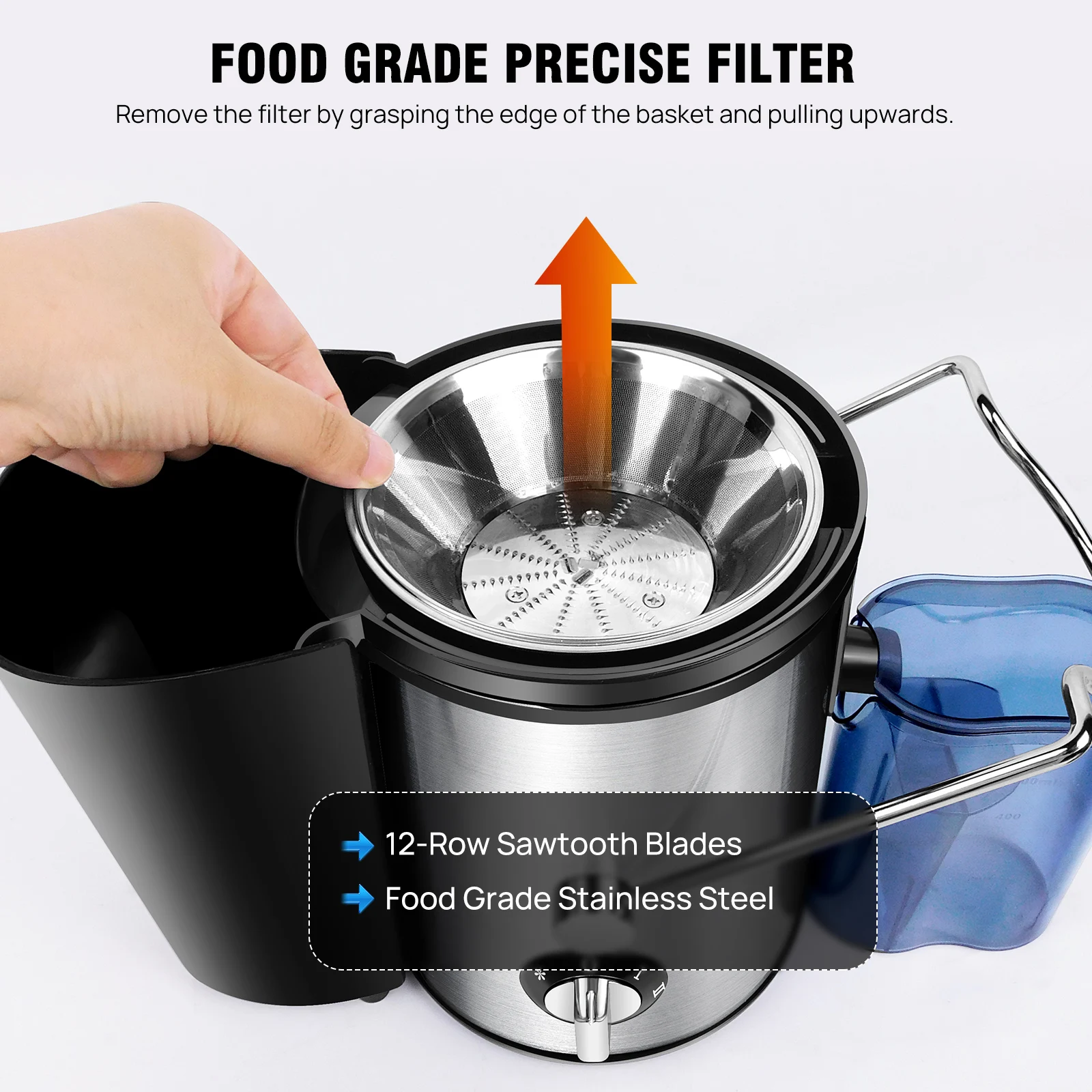 1000W Juicer Machine Juice Maker Whole Fruit Extractor Centrifugal Whole Fruit Vegetable Juice Extractor Stainless Steel 500ML