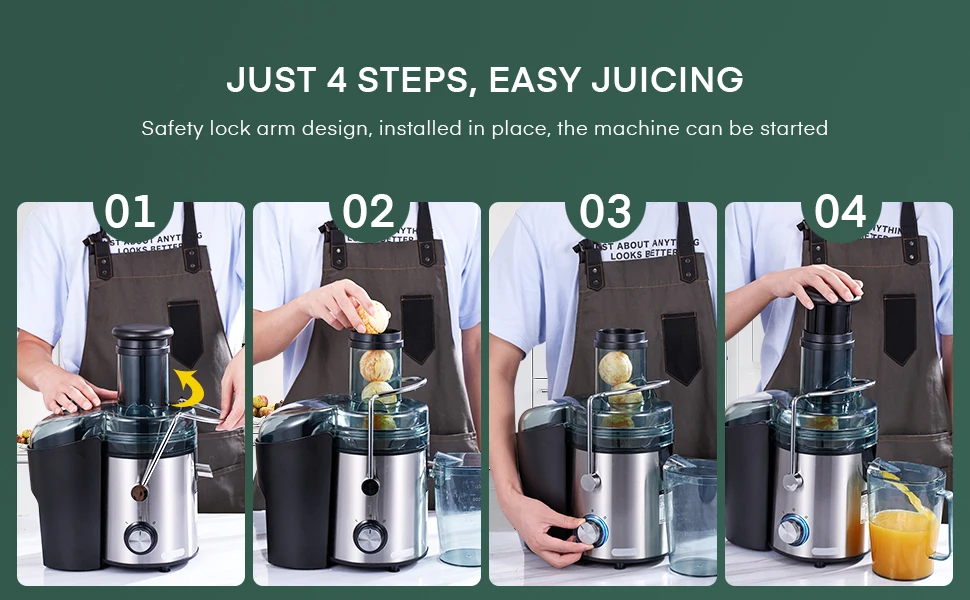 1000W Juicer Machine Juice Maker Whole Fruit Extractor Centrifugal Whole Fruit Vegetable Juice Extractor Stainless Steel 500ML