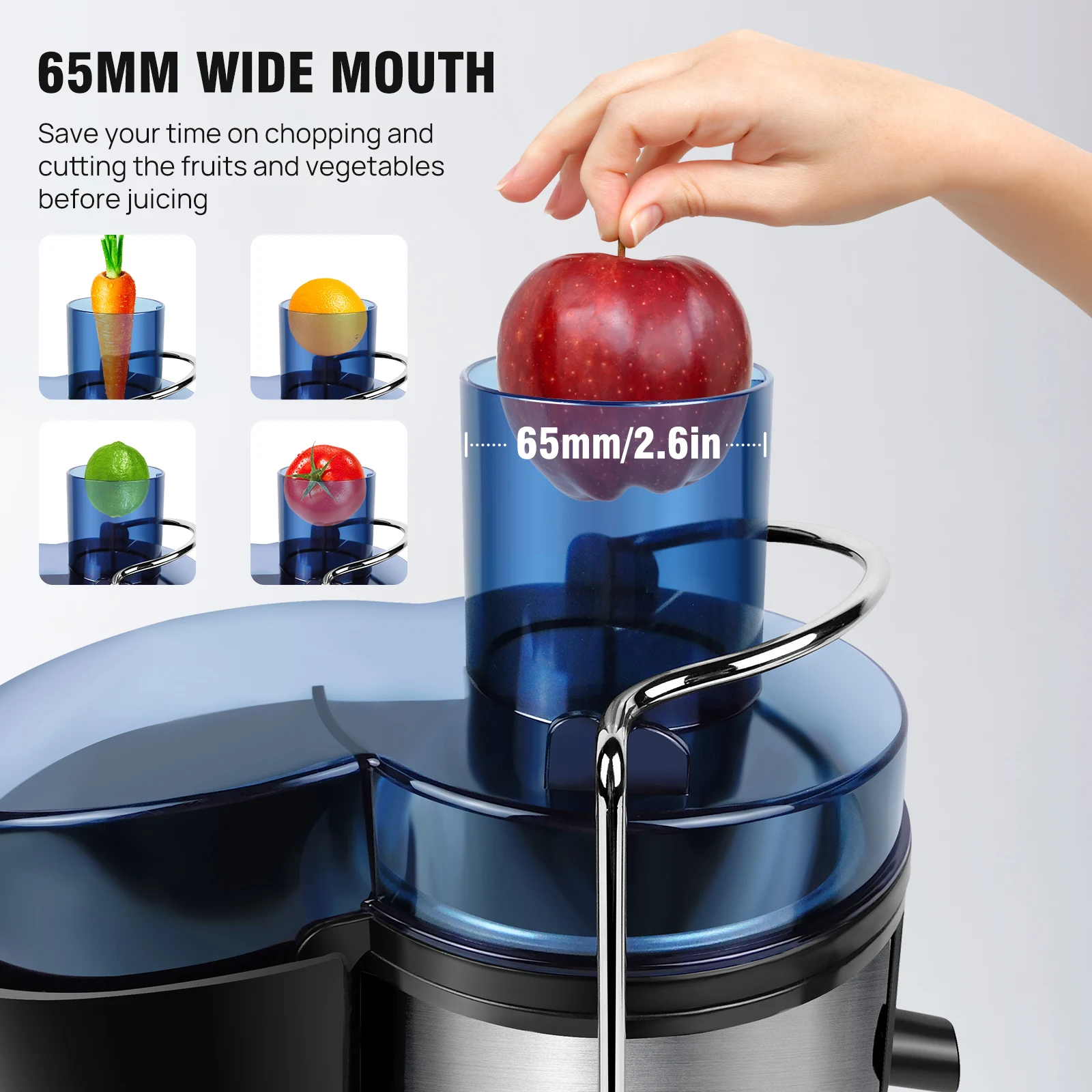 1000W Juicer Machine Juice Maker Whole Fruit Extractor Centrifugal Whole Fruit Vegetable Juice Extractor Stainless Steel 500ML