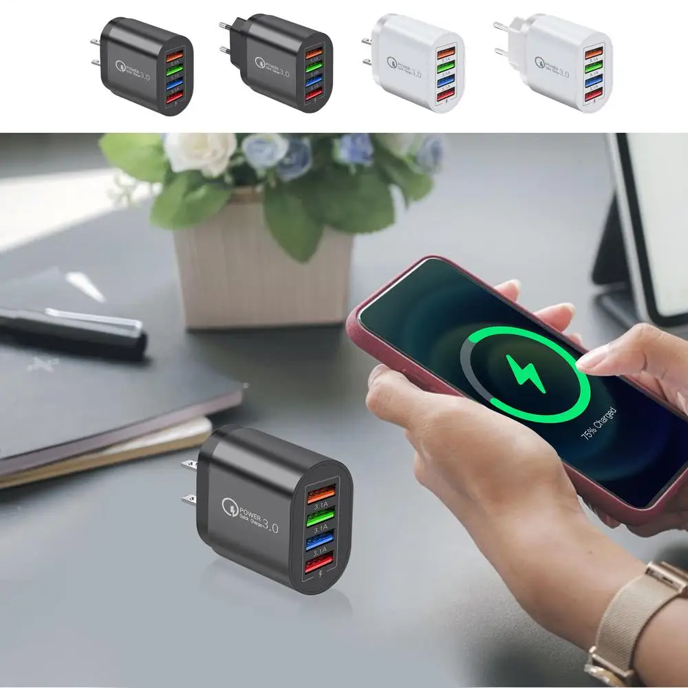 EU US Plug 3A USB Charger Multi Port 4 USB Quick Charger Portable Wall Mobile Charger Fast Charger Phone Charger Adapter