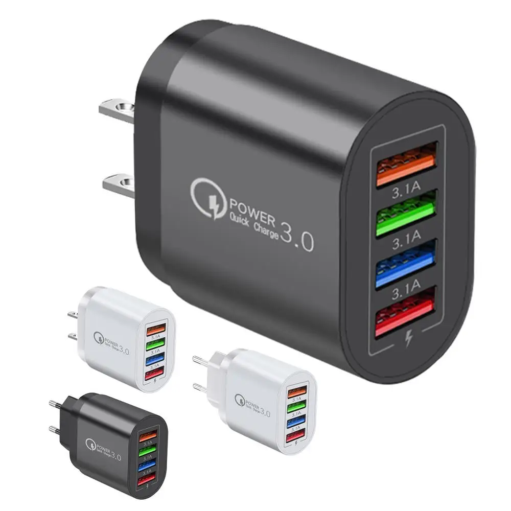 EU US Plug 3A USB Charger Multi Port 4 USB Quick Charger Portable Wall Mobile Charger Fast Charger Phone Charger Adapter