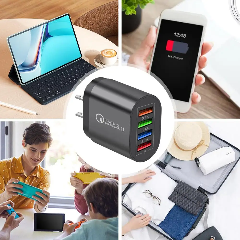 EU US Plug 3A USB Charger Multi Port 4 USB Quick Charger Portable Wall Mobile Charger Fast Charger Phone Charger Adapter