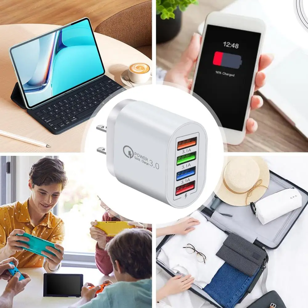 EU US Plug 3A USB Charger Multi Port 4 USB Quick Charger Portable Wall Mobile Charger Fast Charger Phone Charger Adapter