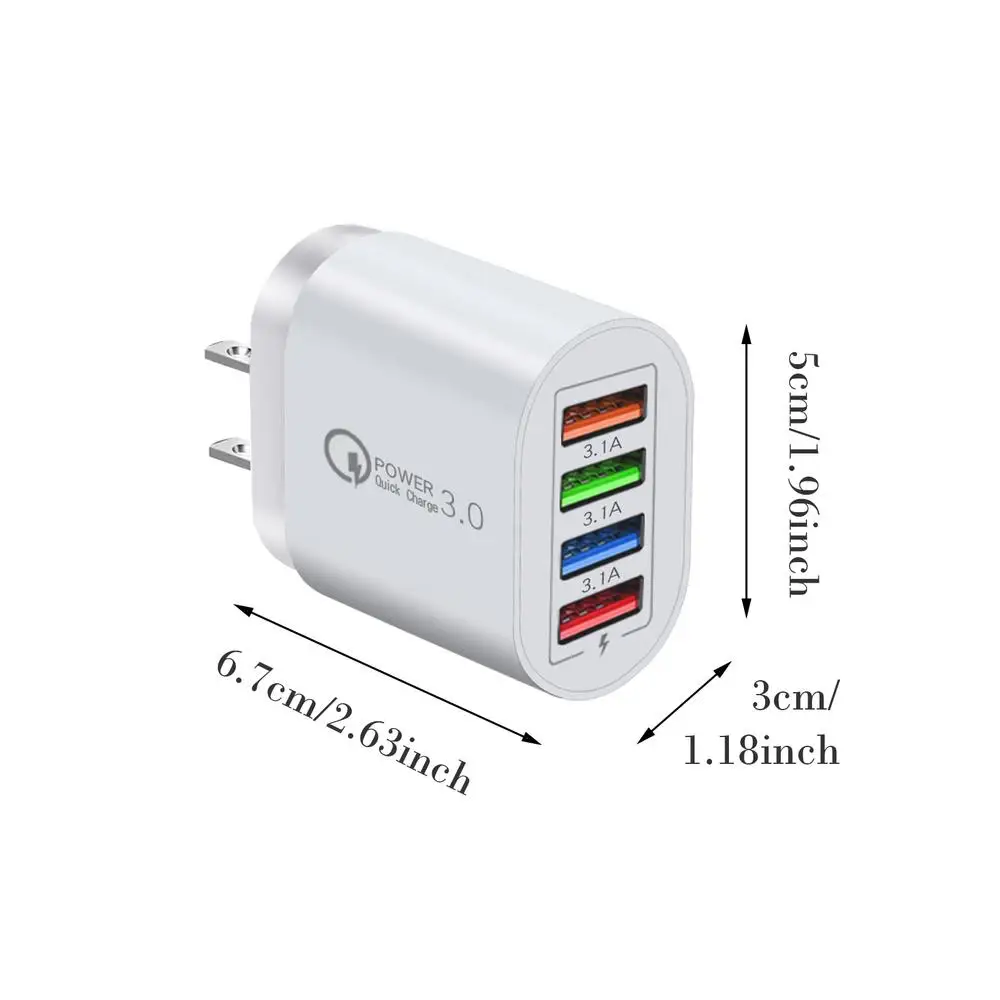 EU US Plug 3A USB Charger Multi Port 4 USB Quick Charger Portable Wall Mobile Charger Fast Charger Phone Charger Adapter