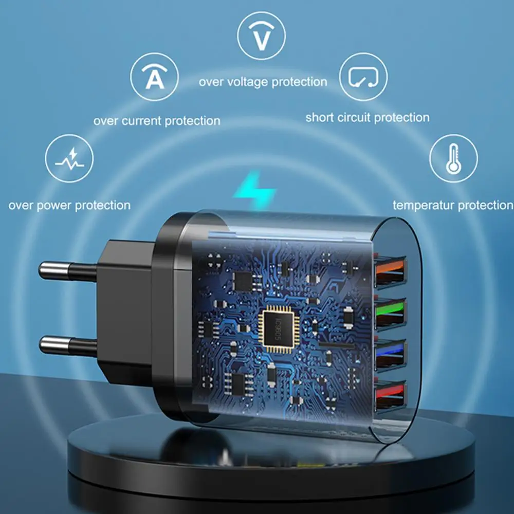 EU US Plug 3A USB Charger Multi Port 4 USB Quick Charger Portable Wall Mobile Charger Fast Charger Phone Charger Adapter
