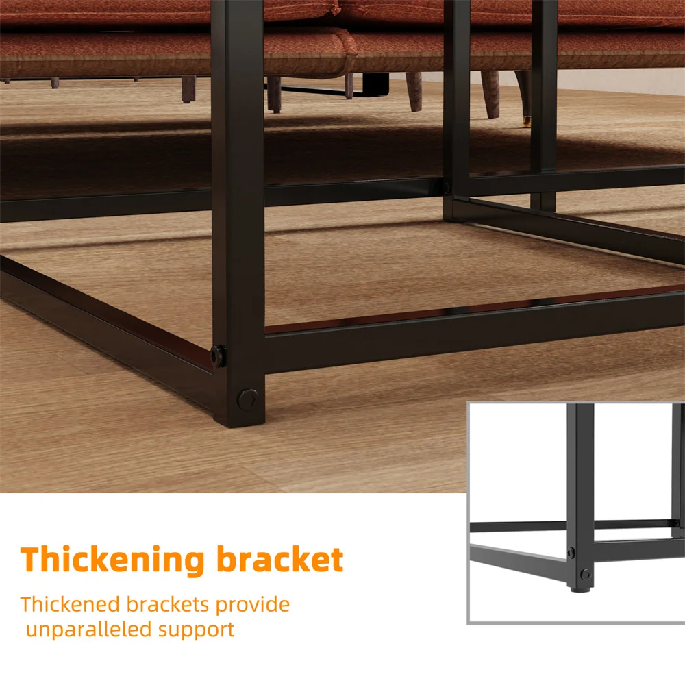 LUVODI Nesting Coffee Table Set of 2 Sintered Stone Top Black Metal Frame Space Saving Accent Tables for Living Room