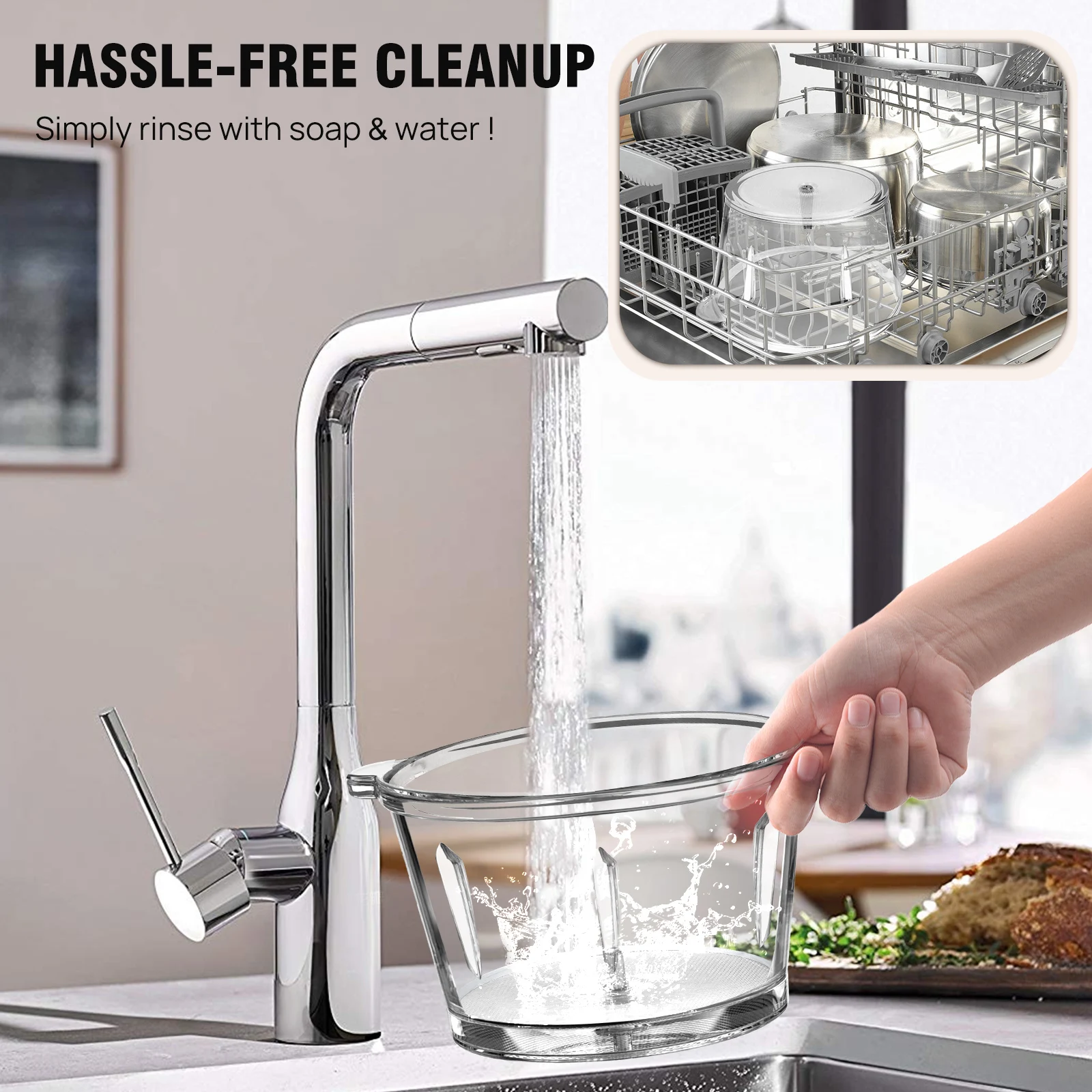 300W Electric Meat Grinder Mincer with 2 L Glass Container, 2 Speed, 4 Durable Blades, Easy to Use and Clean