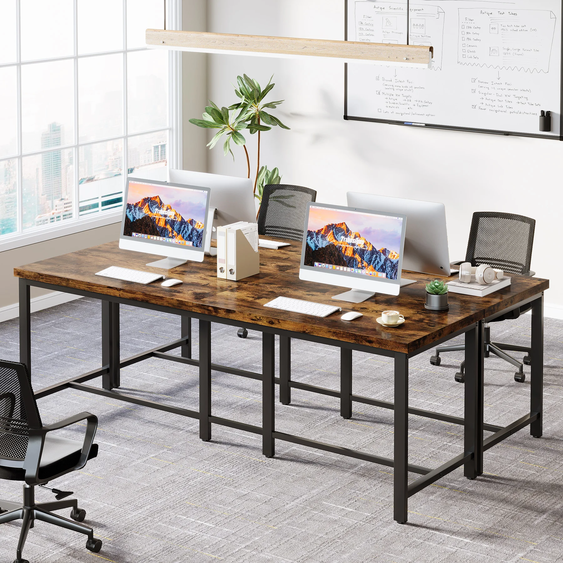Tribesigns 78.7 inch Double Computer Desk, Extra Long 2 Person Desk Workstation, Large Office Desk Study Writing Table