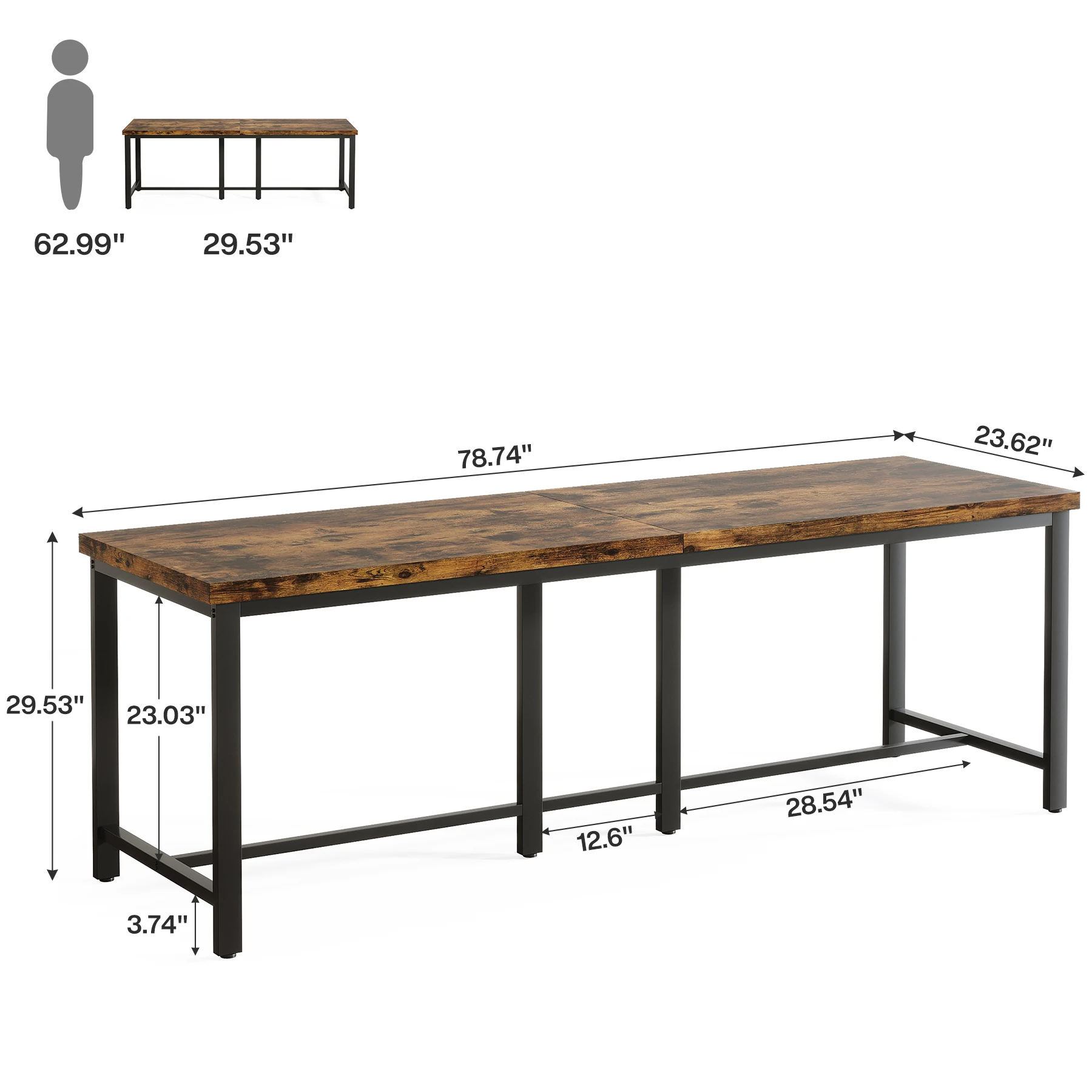 Tribesigns 78.7 inch Double Computer Desk, Extra Long 2 Person Desk Workstation, Large Office Desk Study Writing Table