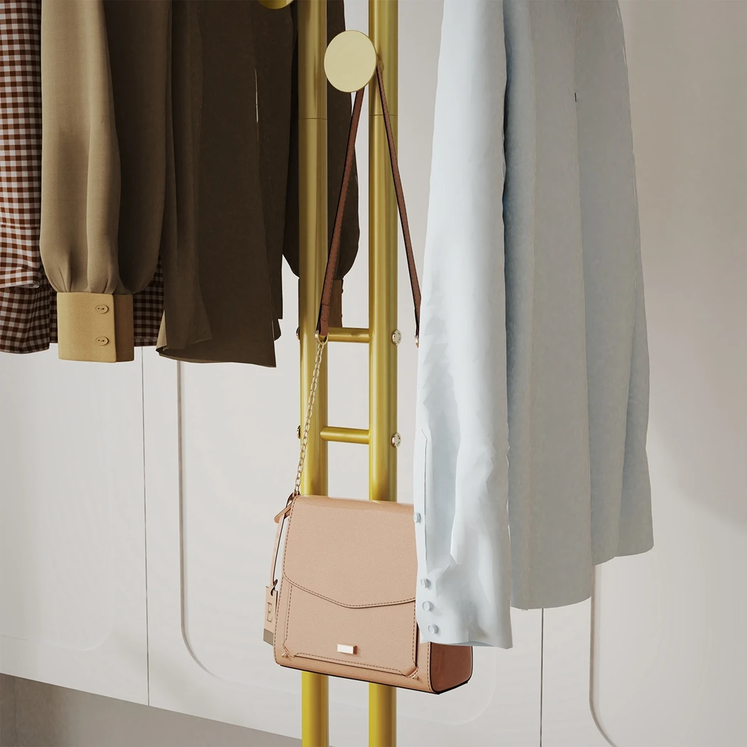 Heavy Duty Metal Coat Rack Stand Free Standing Gold Coat Hanger Garment Rack Hat Stand with 5 Hooks and Marble Base