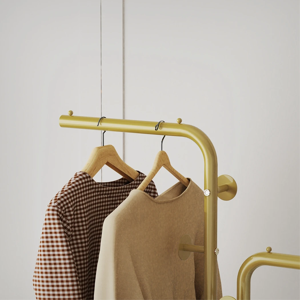 Heavy Duty Metal Coat Rack Stand Free Standing Gold Coat Hanger Garment Rack Hat Stand with 5 Hooks and Marble Base