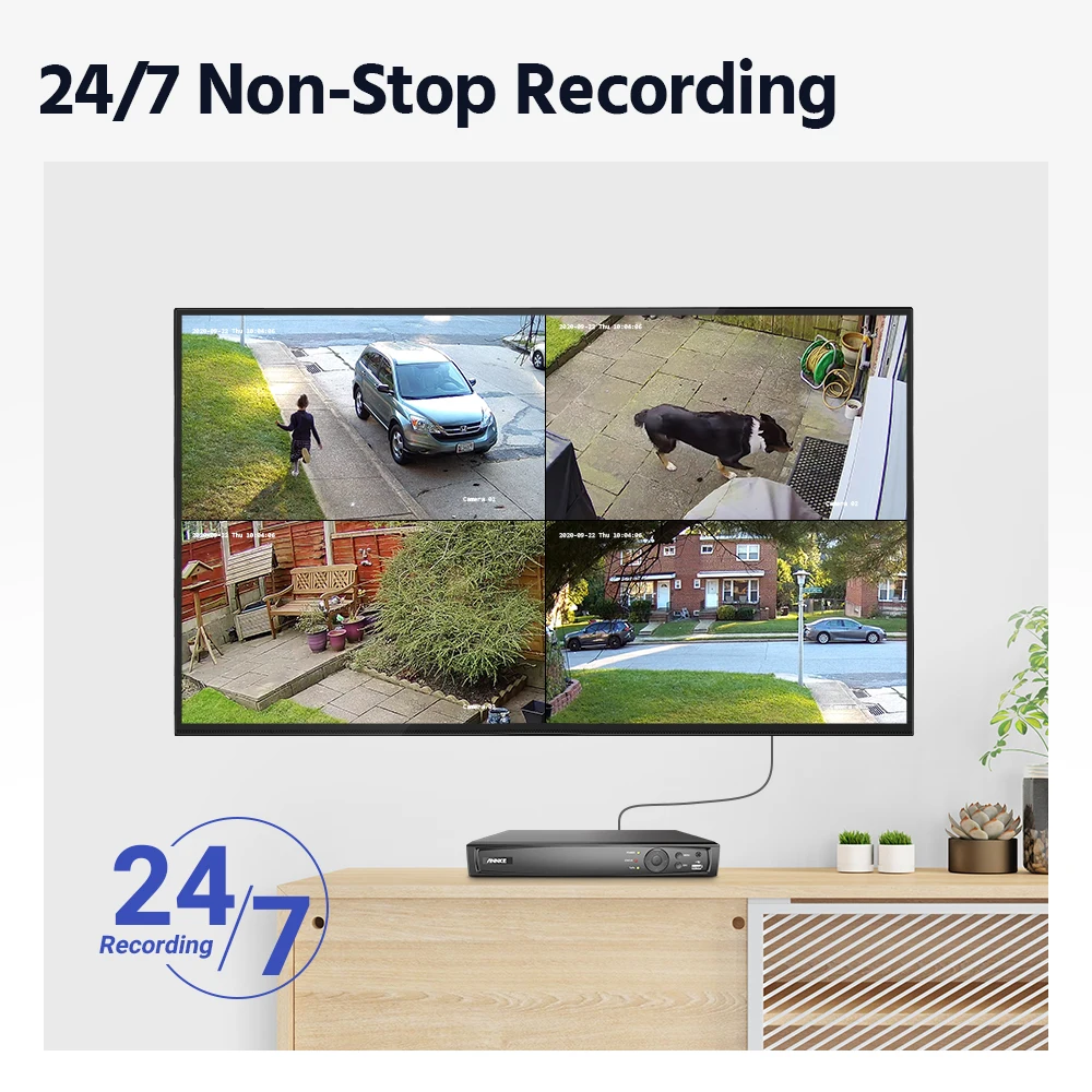 ANNKE 4K 8MP PoE IP Camera Kit H.265+ 8Ch NVR Human/Vehicle Detection IP67 Built-in Mic Motion Detection 2.0 Vision Remote View