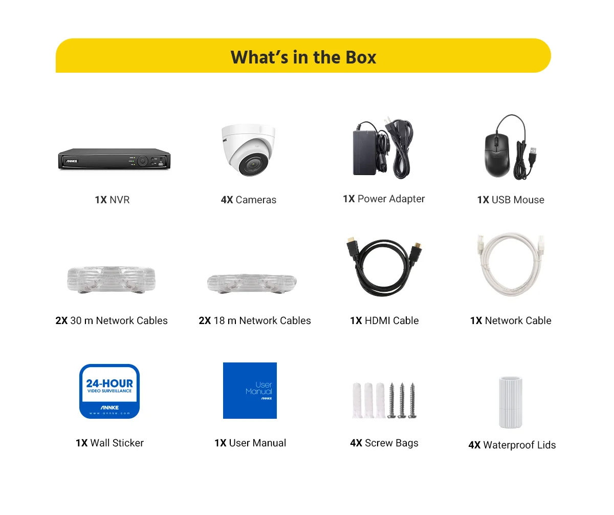 ANNKE 4K 8MP PoE IP Camera Kit H.265+ 8Ch NVR Human/Vehicle Detection IP67 Built-in Mic Motion Detection 2.0 Vision Remote View