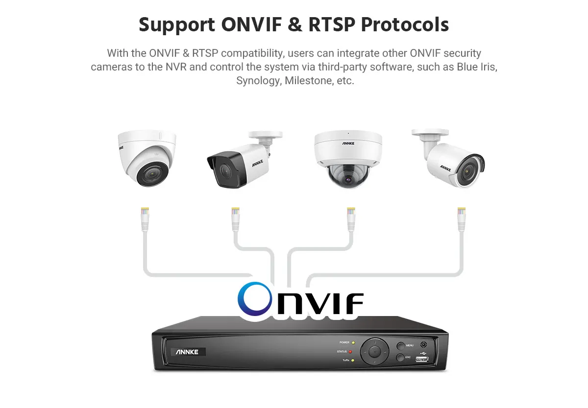 ANNKE 4K 8MP PoE IP Camera Kit H.265+ 8Ch NVR Human/Vehicle Detection IP67 Built-in Mic Motion Detection 2.0 Vision Remote View