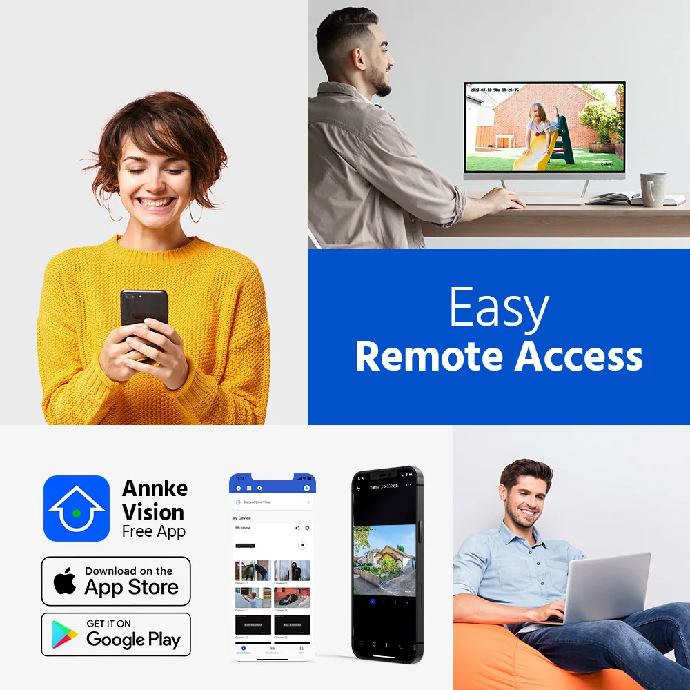 ANNKE 4K 8MP PoE IP Camera Kit H.265+ 8Ch NVR Human/Vehicle Detection IP67 Built-in Mic Motion Detection 2.0 Vision Remote View
