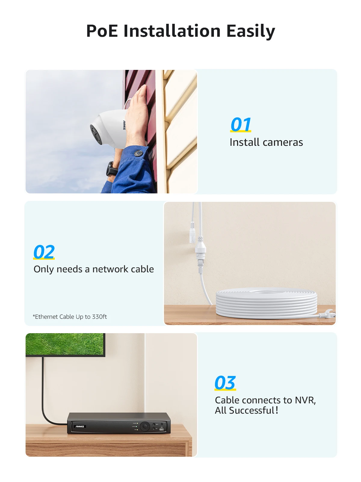 ANNKE 4K 8MP PoE IP Camera Kit H.265+ 8Ch NVR Human/Vehicle Detection IP67 Built-in Mic Motion Detection 2.0 Vision Remote View