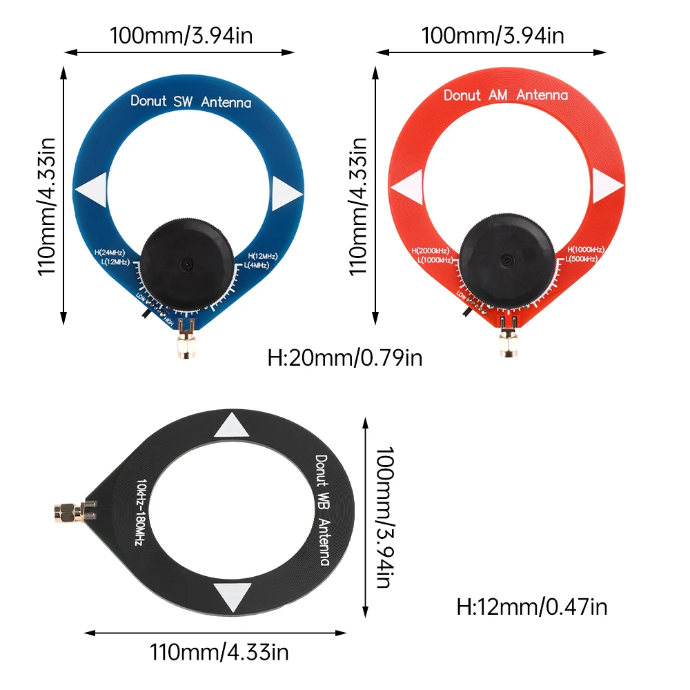 Mini Circle Antenna AM MW/SW Looping Antenna 4MHz-24MHz/500kHz-2000kHz/10k-180MHz Donut Medium Short Wave Antenna for Radio