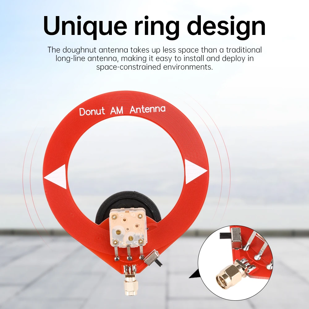 Mini Circle Antenna AM MW/SW Looping Antenna 4MHz-24MHz/500kHz-2000kHz/10k-180MHz Donut Medium Short Wave Antenna for Radio