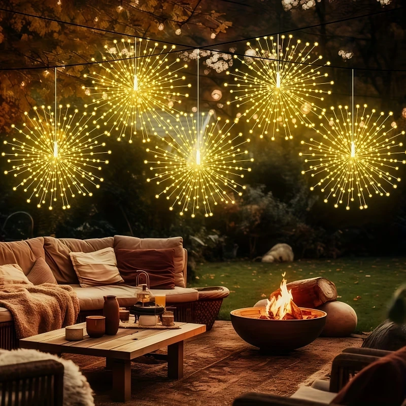 4/5pcs Solar Hanging Firework Lights for Eaves Solar Powered with Light Sensor Control Outdoor Garden Yard Decorative Lights