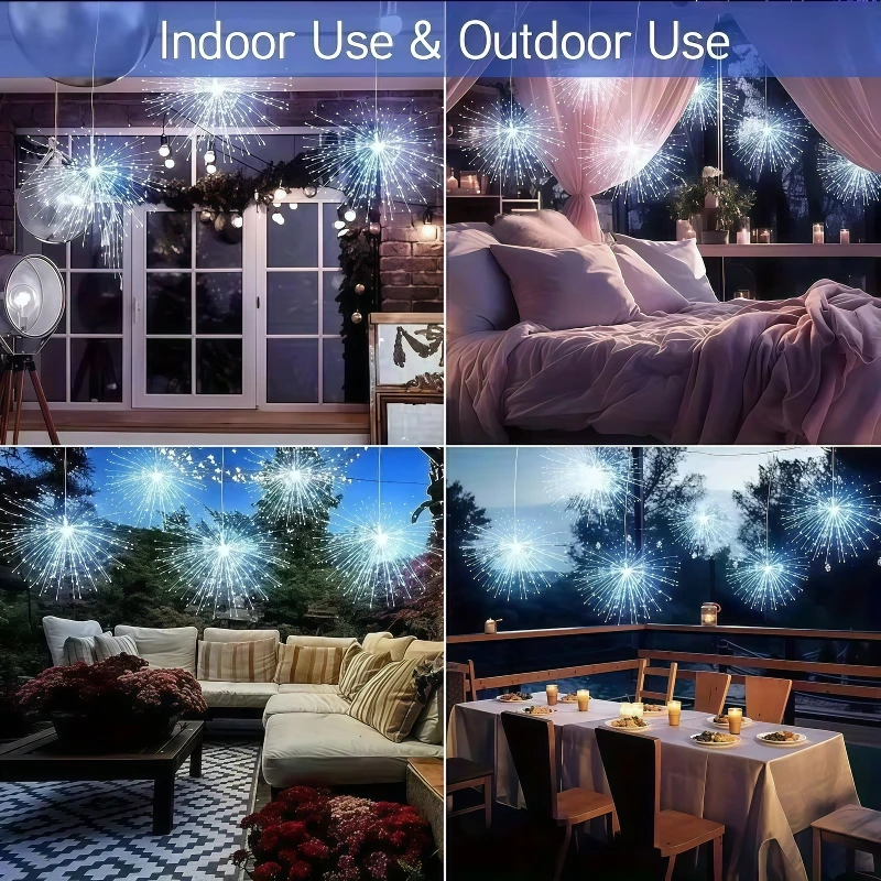 4/5pcs Solar Hanging Firework Lights for Eaves Solar Powered with Light Sensor Control Outdoor Garden Yard Decorative Lights