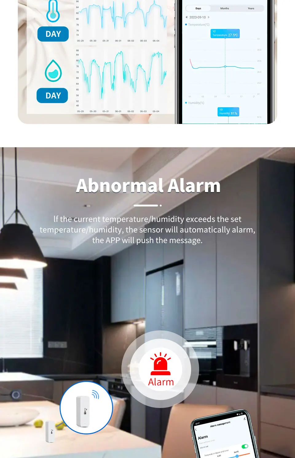 Tuya Zigbee Smart Temperature Humidity Sensor Indoor Hygrometer Thermometer Home Automation Real-time Data Works With Alexa