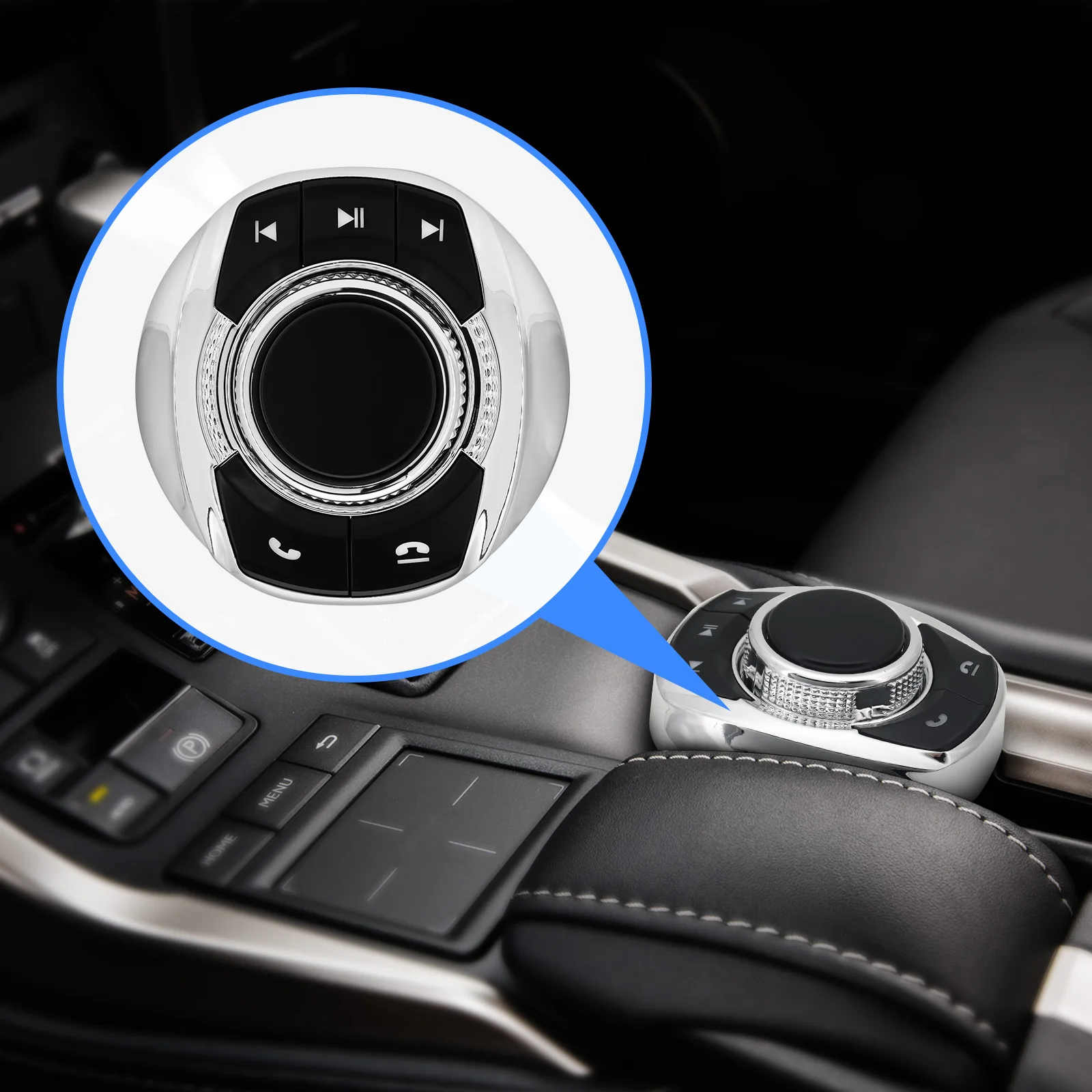 Steering Wheel Cup Shape Remote Control Universal Car LED Light 8-key Control Buttons For Android Multimedia Navigation Player