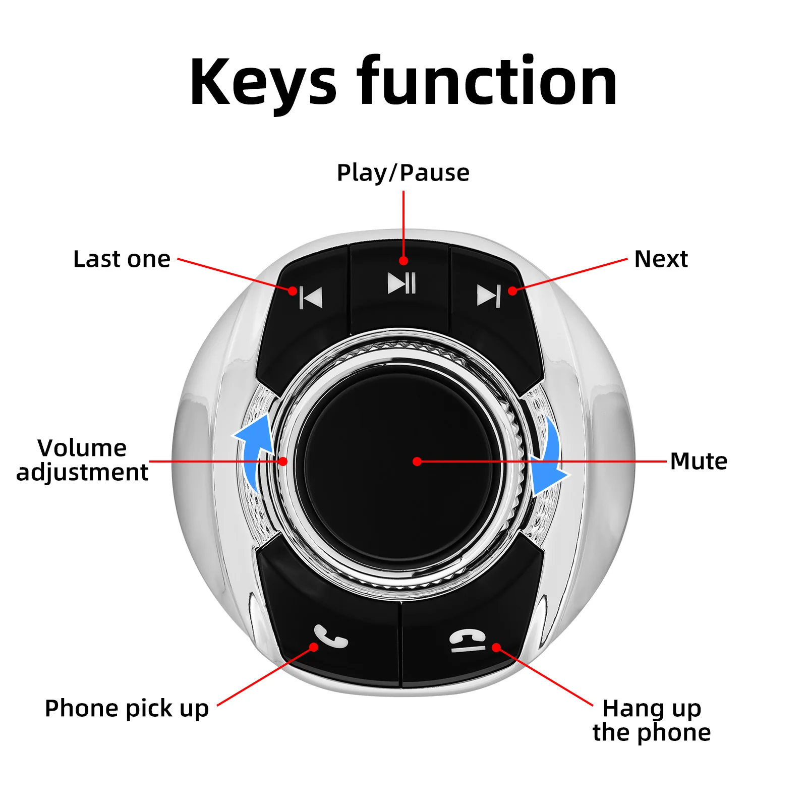 Steering Wheel Cup Shape Remote Control Universal Car LED Light 8-key Control Buttons For Android Multimedia Navigation Player