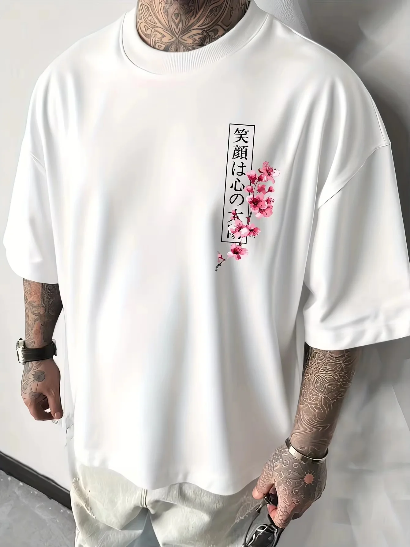 Summer Hot Japanese Yin Yang Koi Fish & Samurai Sword Pattern Cotton Men’s T-Shirt Short Sleeve Tees Casual Oversized Unisex Top