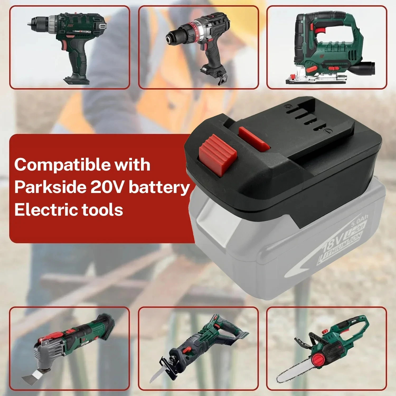 Electric Power Tool Adapter Converter for Makita to for Lidl Parkside X20V Li-ion Battery Adapter for Power Tool(No battery)