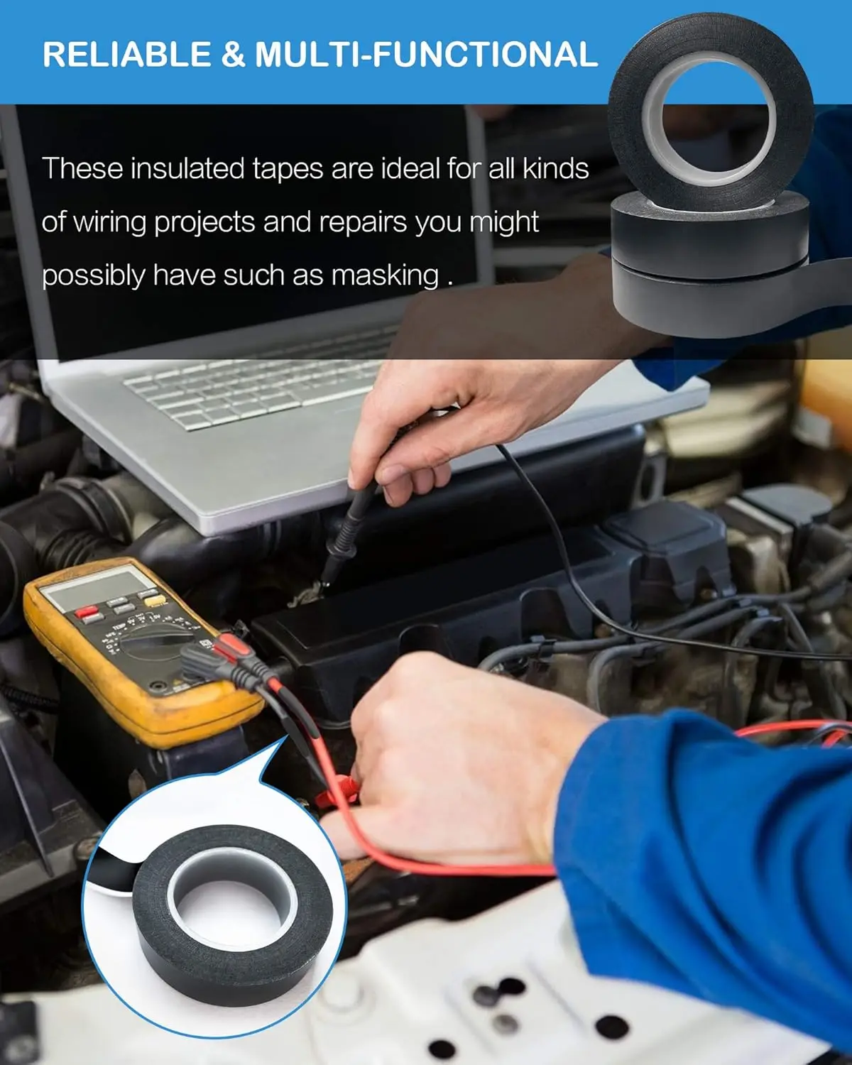 Waterproof Tape PVC Black Electrical Tape Electric Insulation Wire Wrapping Tape Multipurpose Heat-Resistant Adhesive