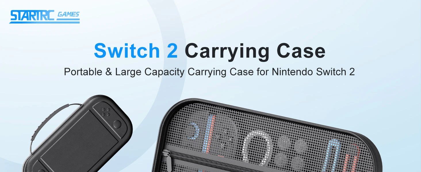 Switch 2 Large Capacity Carrying Case for Switch 2 (2025), Portable PU Hard Travel Case with Pockets for Accessories&Game Cards