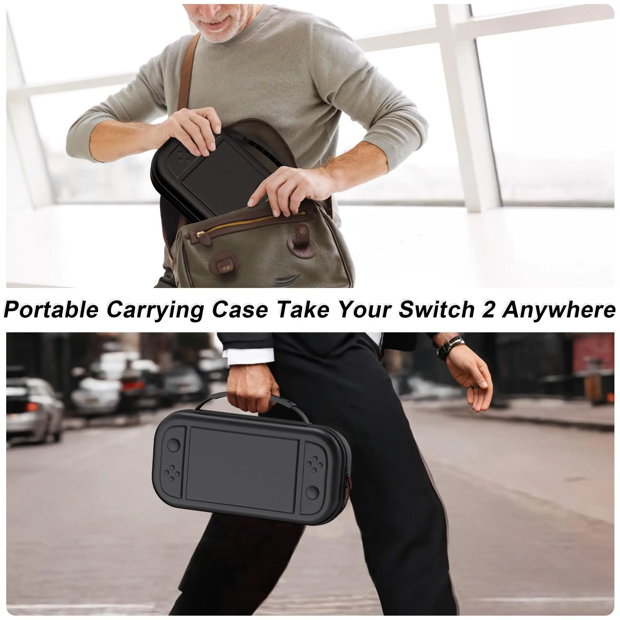 Switch 2 Large Capacity Carrying Case for Switch 2 (2025), Portable PU Hard Travel Case with Pockets for Accessories&Game Cards