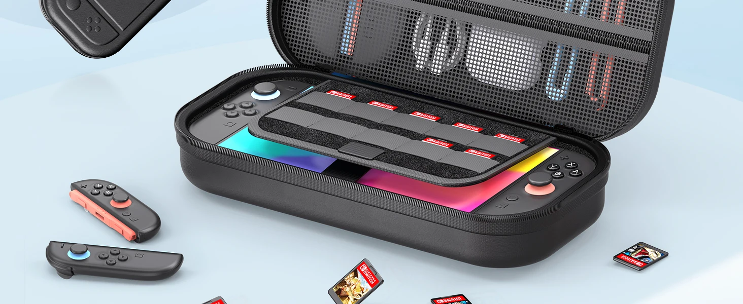 Switch 2 Large Capacity Carrying Case for Switch 2 (2025), Portable PU Hard Travel Case with Pockets for Accessories&Game Cards