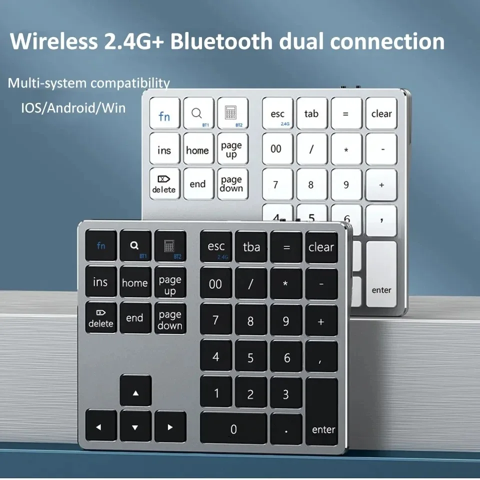 Wireless Numeric Keypad K35, 2.4Ghz & Bluetooth Dual Mode USB-C Rechargeable Numpad for Windows Android iOS