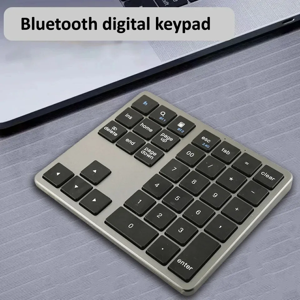 Wireless Numeric Keypad K35, 2.4Ghz & Bluetooth Dual Mode USB-C Rechargeable Numpad for Windows Android iOS