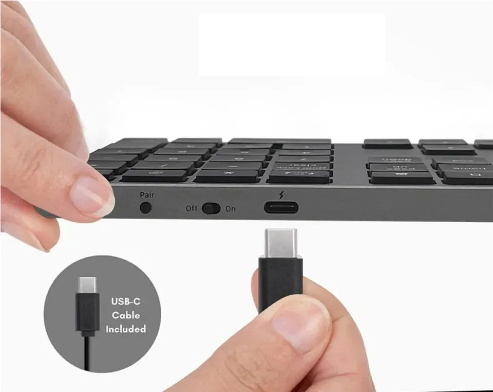 Wireless Numeric Keypad K35, 2.4Ghz & Bluetooth Dual Mode USB-C Rechargeable Numpad for Windows Android iOS