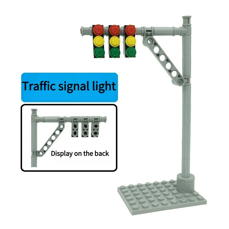 Urban Traffic Signs Street Speed Limit Warnings Assembly Parts MOC Street Lights Traffic Lights Building Blocks Educational Toys